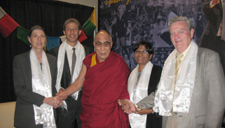 Theosophical Society - Betty Bland, Tim Boyd, Lily Boyd with Dalai Lama