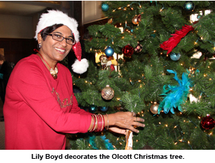 Theosophical Society - Lily Boyd decorating the Olcott Christmas Tree