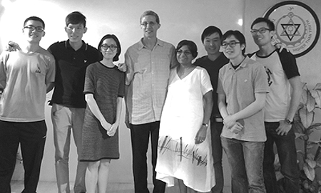 Theosophical Society - Tim and Lily Boyd pose with Singapore Young Theosophists
