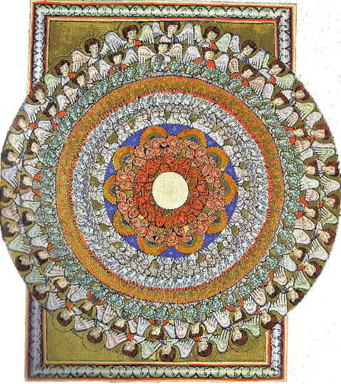 Theosophical Society -  An illuminated image of one of Hildegard’s visions, known as All Beings Celebrate Creation.