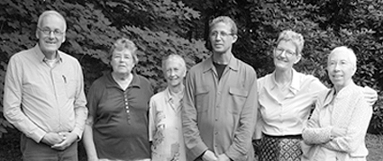 Theosophical Society - Tim Boyd with Els Rijneker along with four past general secretaries for the Netherlands.