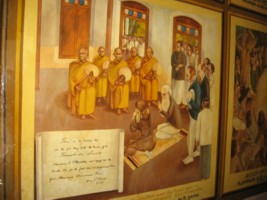 Theosophical Society - Mural on plaster wall in temple. Sri Lanka Colonel Henry Steel Olcott was an American military officer, journalist, lawyer and the co-founder and first President of the Theosophical Society. Olcott was the first well-known American of European ancestry to make a formal conversion to Buddhism.