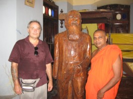 Theosophical Society - Ben Furman and the Principal with the Statue of Colonel Henry Steel Olcott.  Colonel was an American military officer, journalist, lawyer and the co-founder and first President of the Theosophical Society. Olcott was the first well-known American of European ancestry to make a formal conversion to Buddhism.